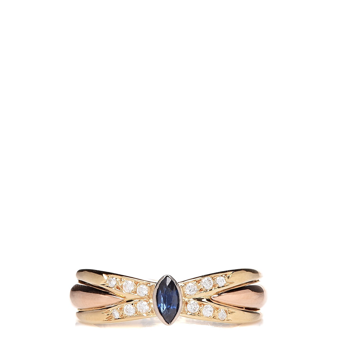 18K Yellow Pink White Gold Diamond Blue Sapphire Ring 52 6