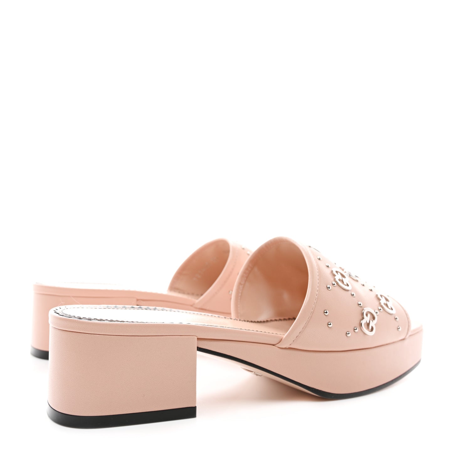 Malaga Kid Interlocking G Studs 50mm Platform Sandals 37 Perfect Pink