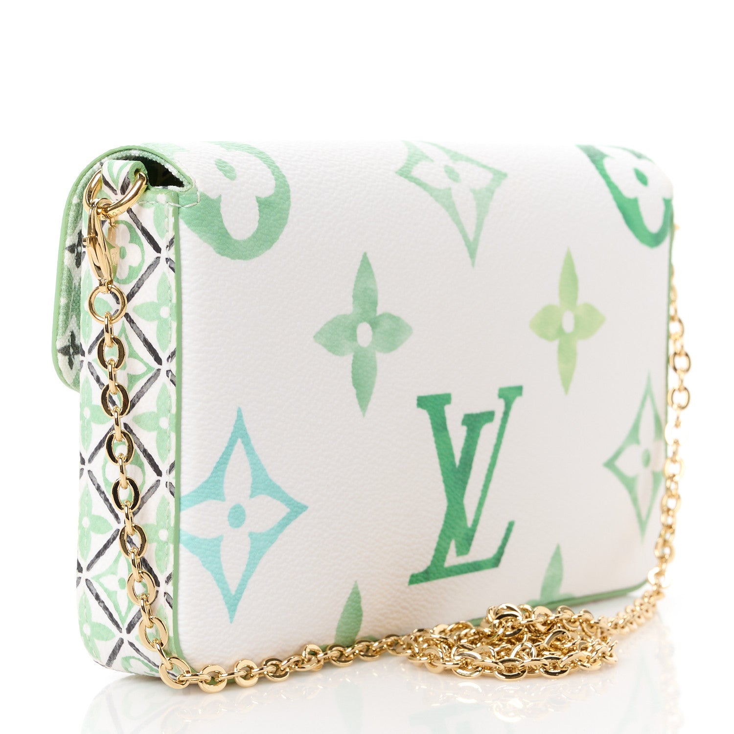 Louis Vuitton Monogram Giant By The Pool 2.0 Felicie Pochette Chain Wallet Jade Green 4 of 15