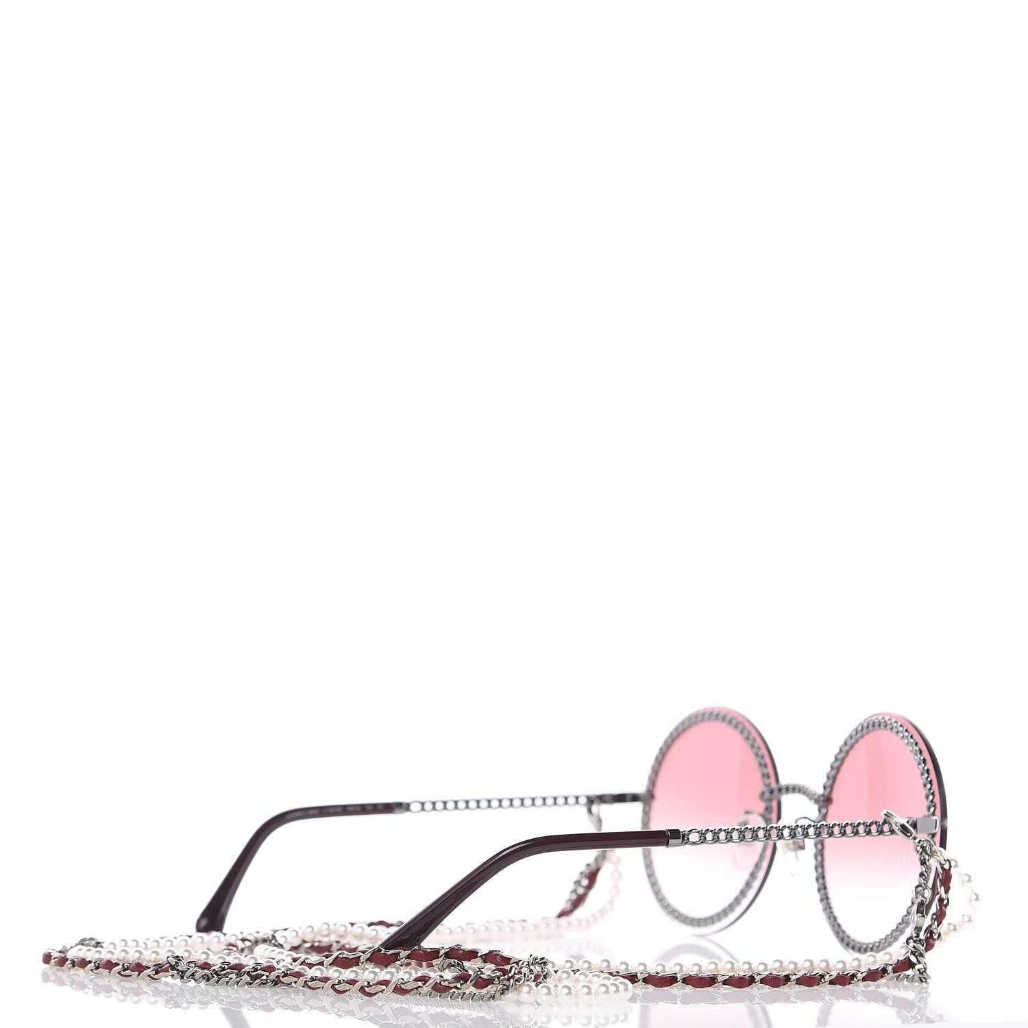 Chanel Round Removable Triple Hanging Chain Sunglasses 4245 Pink Silver 4 of 8