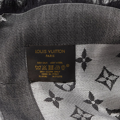 Louis Vuitton Wool Silk Monogram Denim Shawl Black 4 of 5