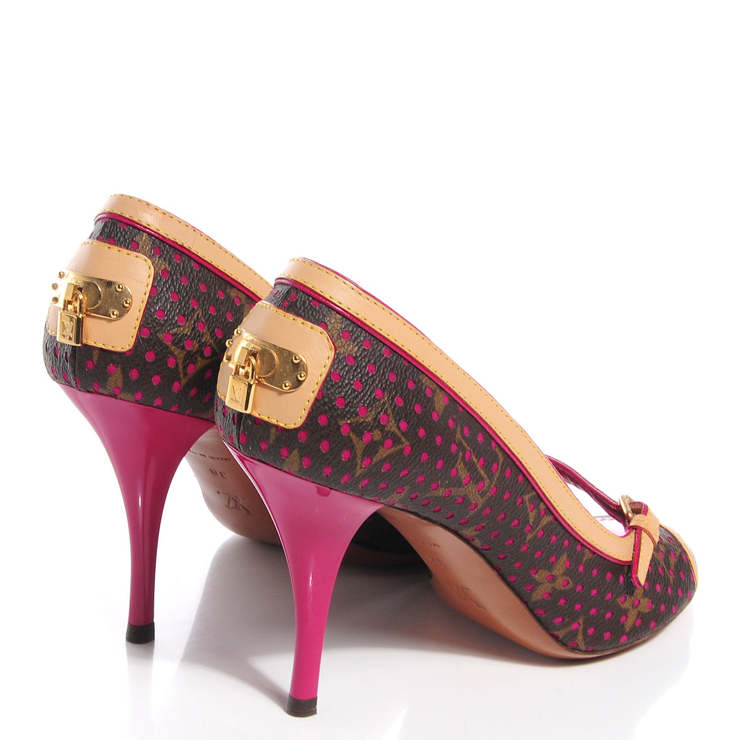 Louis Vuitton Monogram Perforated Heels 38 Fuchsia 4 of 8