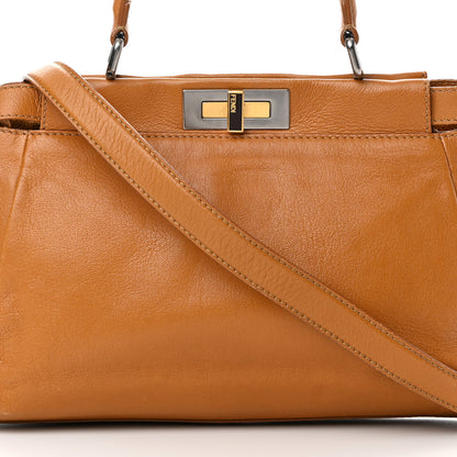 Fendi Goatskin Medium Peekaboo Iconic Satchel Camel 9 of 20