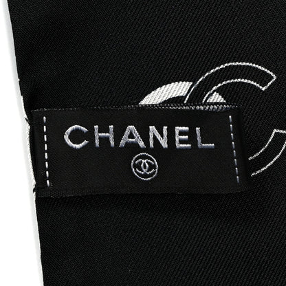 Chanel Silk Slim Camellia CC Bandeau Scarf Black White Pink 3 of 4