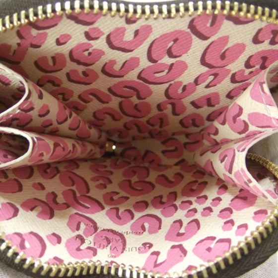 Monogram Leopard Coeur Heart Coin Purse Blanc Corail
