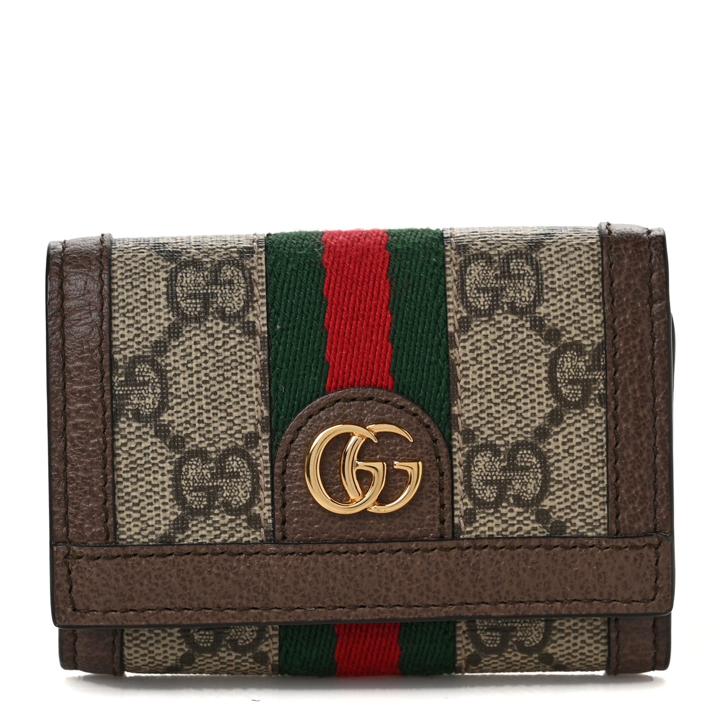 GG Supreme Monogram Web Ophidia Bi-Fold Wallet Beige New Acero