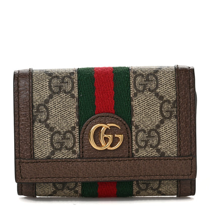 Gucci GG Supreme Monogram Web Ophidia Bi-Fold Wallet Beige New Acero 1 of 7