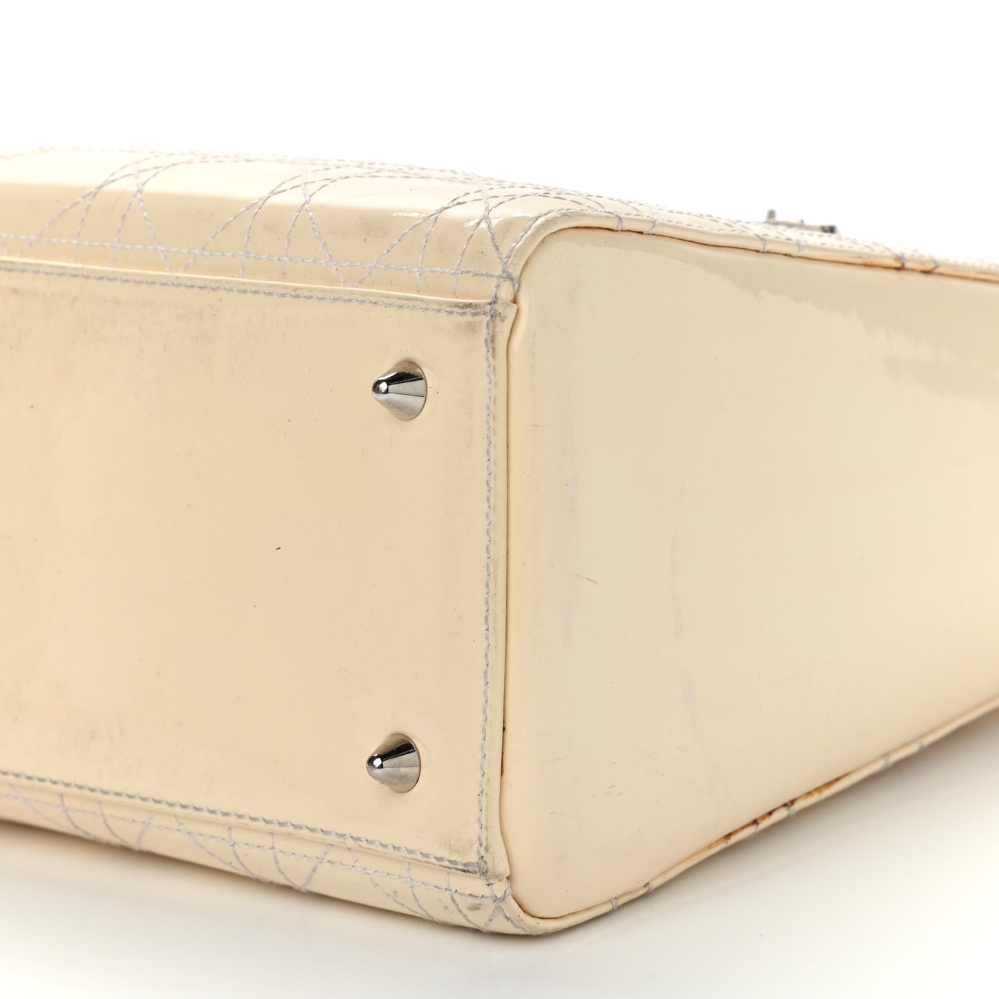 Patent Cannage Stitched Medium Lady Dior White