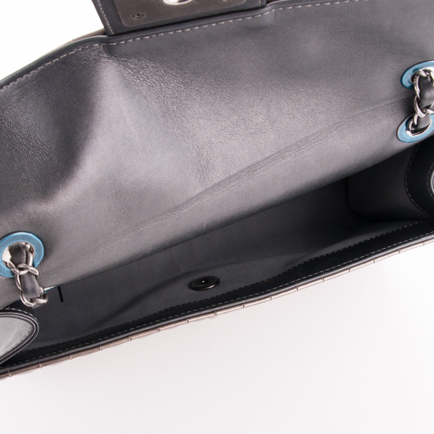 Metallic Calfskin Maharaja Express Flap Silver