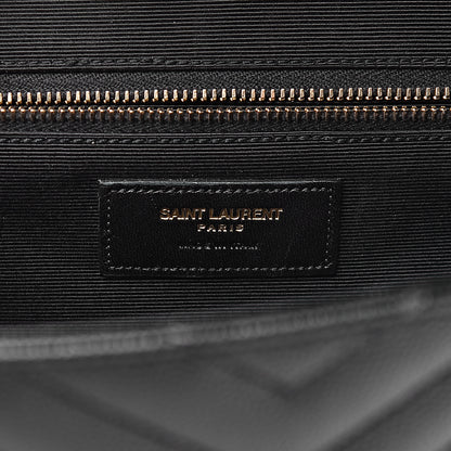 Saint Laurent Grain De Poudre Matelasse Chevron Large Monogram Satchel Black 7 of 20