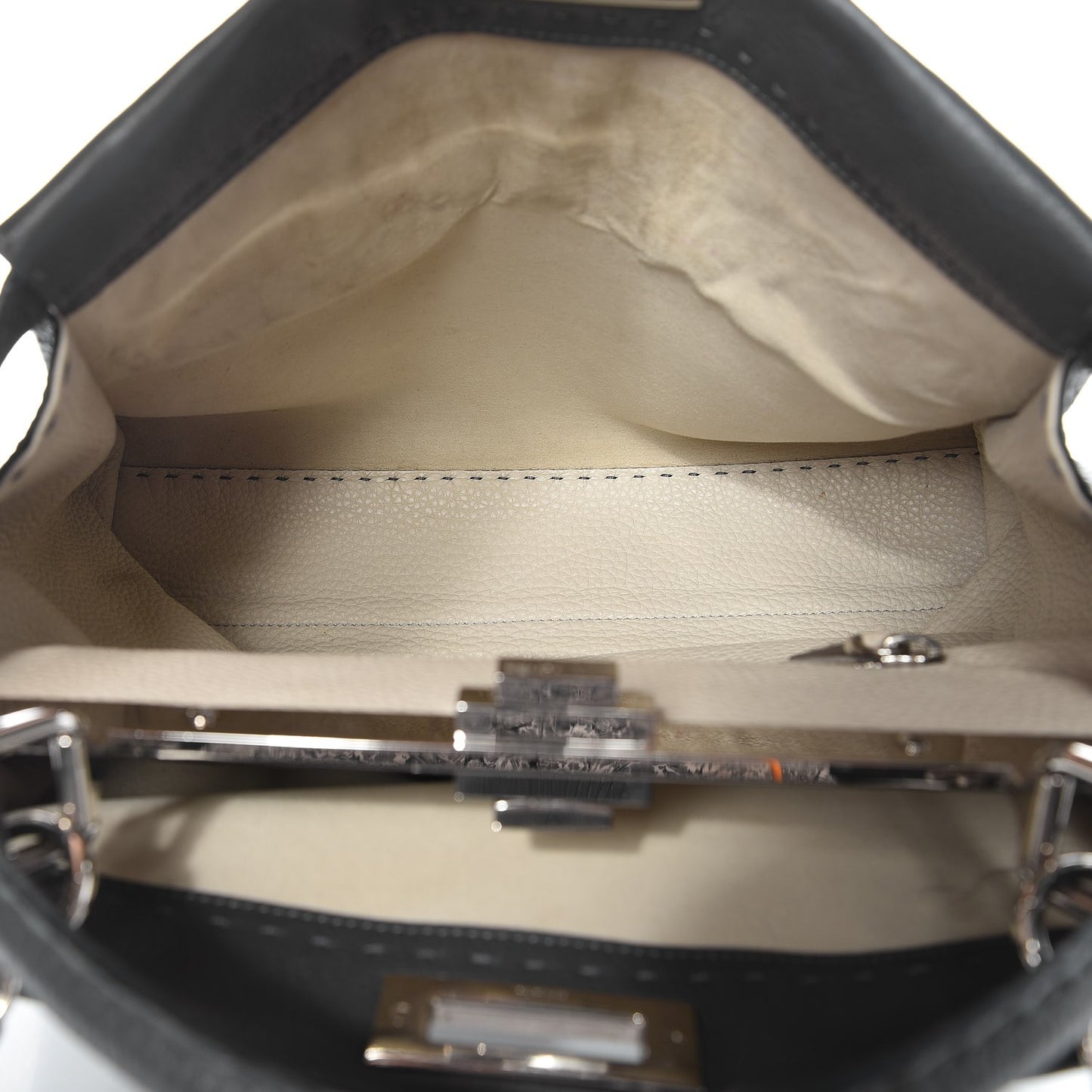 Cuoio Romano Selleria Bi-Color Large Peekaboo Iconic Satchel Asfalto Latte
