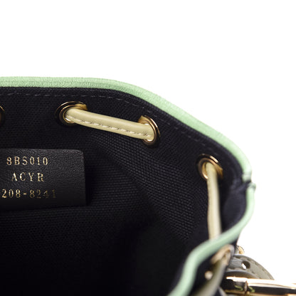 Fendi Canvas Vitello Century F is Fendi Psychedelic Flowers Embroidered Mini Mon Tresor Bucket Bag Verde Mandorlo Multicolor 10 of 11