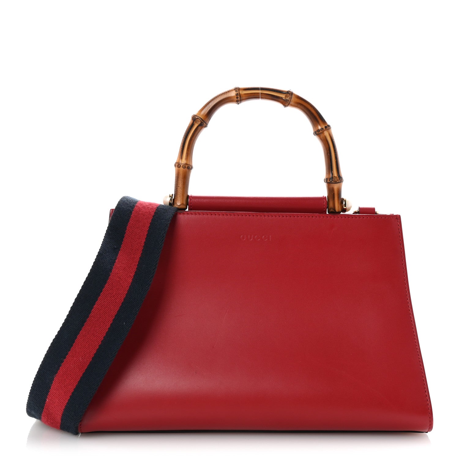 Gucci Nappa Bamboo Web Small Nymphaea Top Handle Bag Hibiscus Red 1 of 10