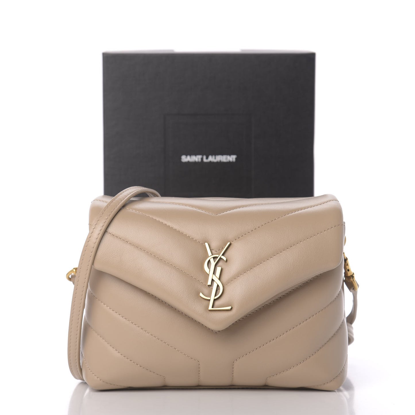Calfskin Y Quilted Monogram Toy Loulou Crossbody Bag Dark Beige