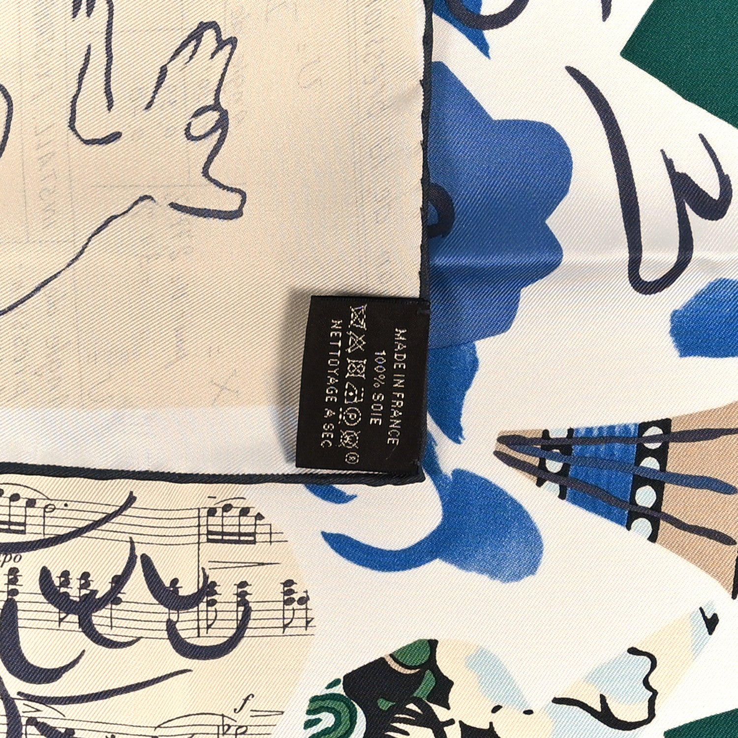 Hermes Silk La Maizeon Des Oiseaux Parleurs Scarf 90 White Blue Jean Vert 2 of 3