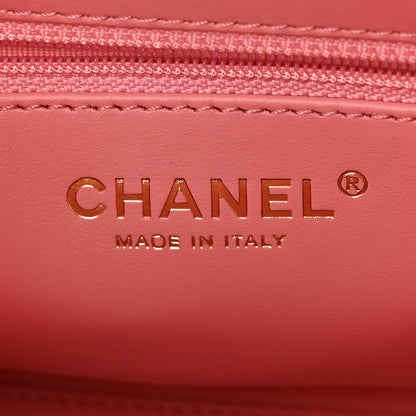 Chanel Shiny Aged Calfskin Quilted Nano Kelly Shopper Coral Pink 6 of 10