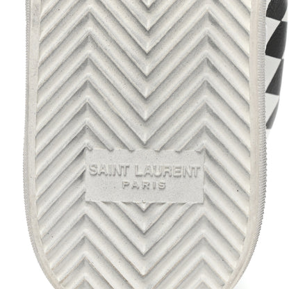 Saint Laurent Calfskin Checkered Print Bedford Hightop Sneakers 40.5 Black White 6 of 12