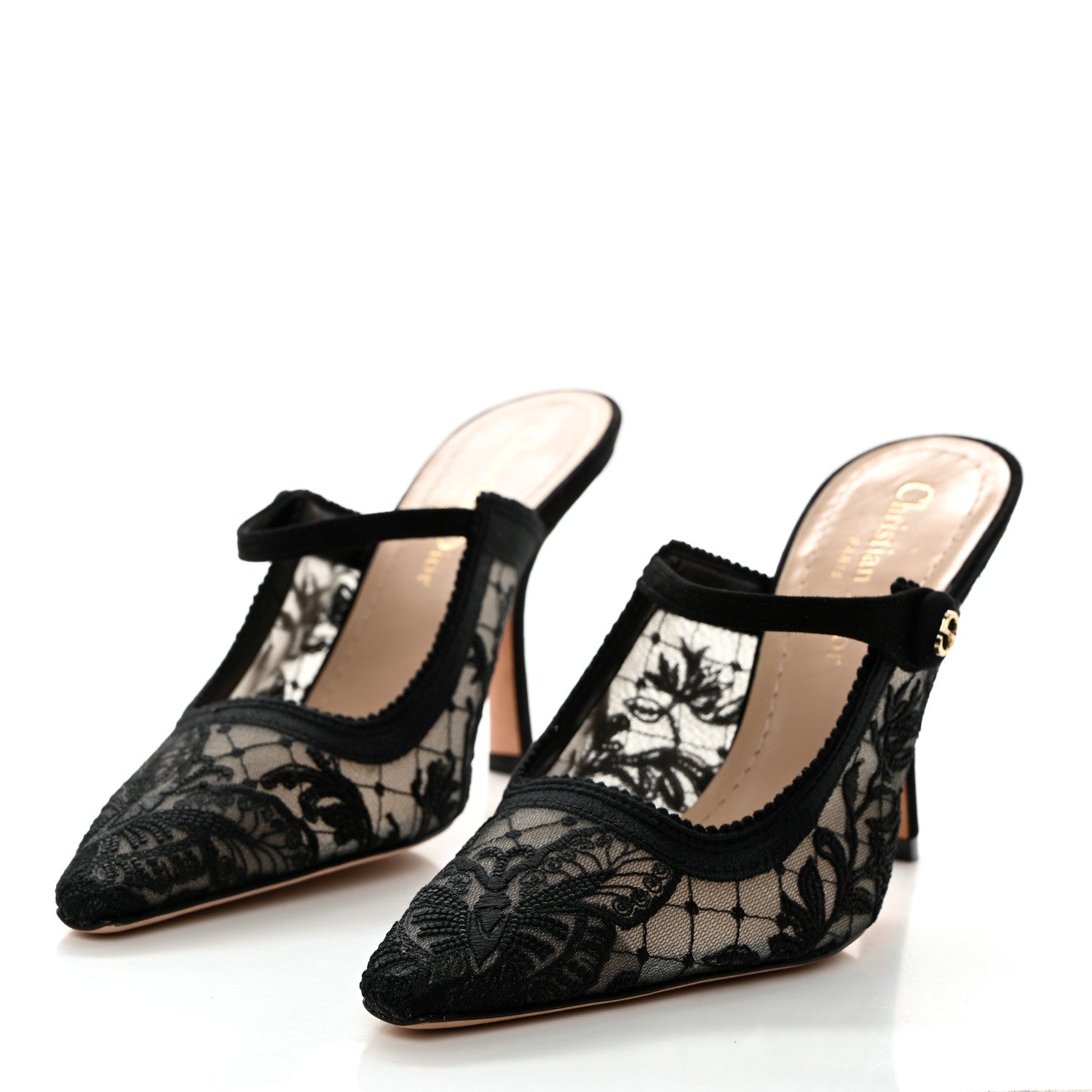 Christian Dior Mesh Butterfly Embroidered Pumps 35 Black 3 of 8