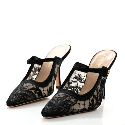 Christian Dior Mesh Butterfly Embroidered Pumps 35 Black 3 of 8