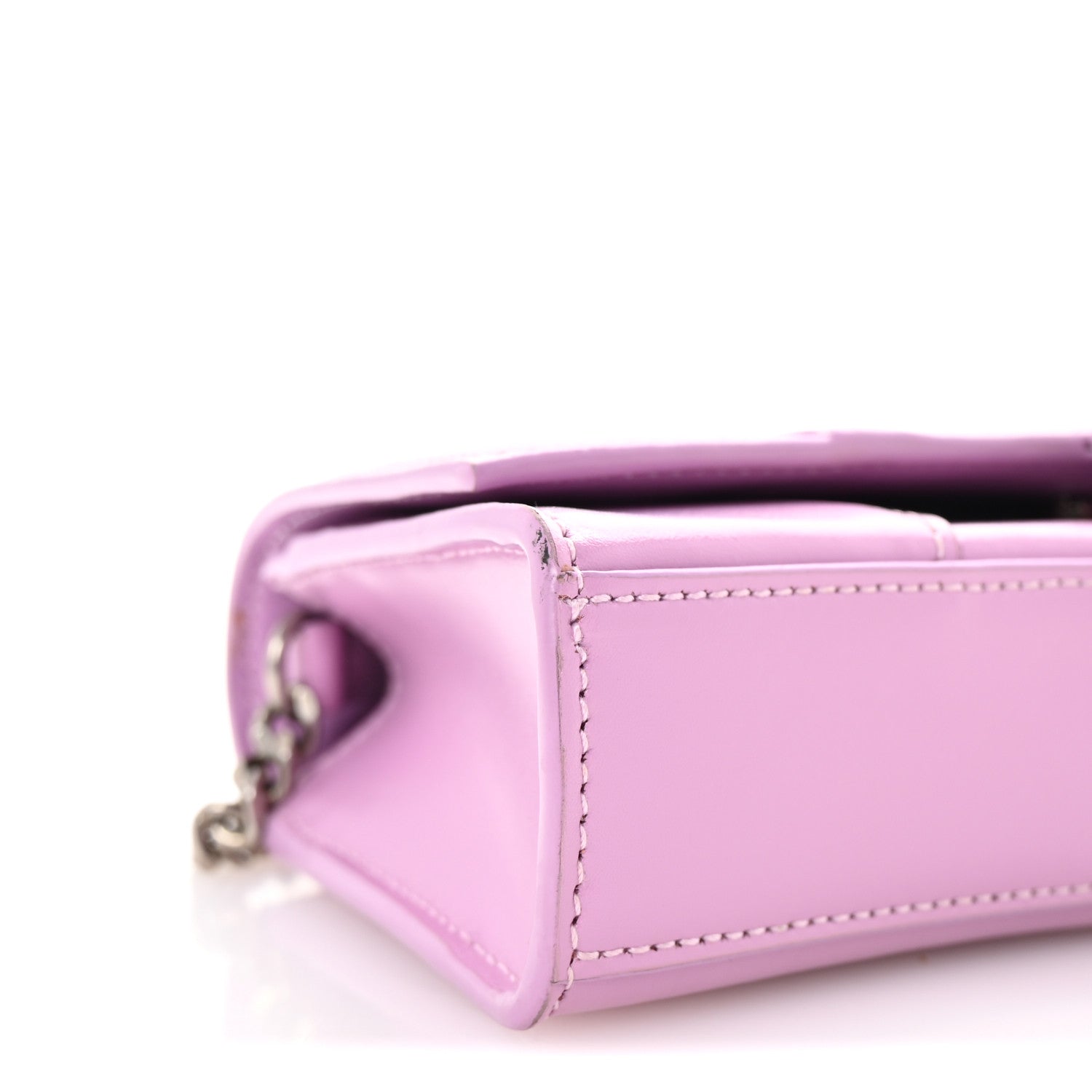 Balenciaga Shiny Box Calfskin Tonal B Hourglass Chain Bag Liliac 8 of 9