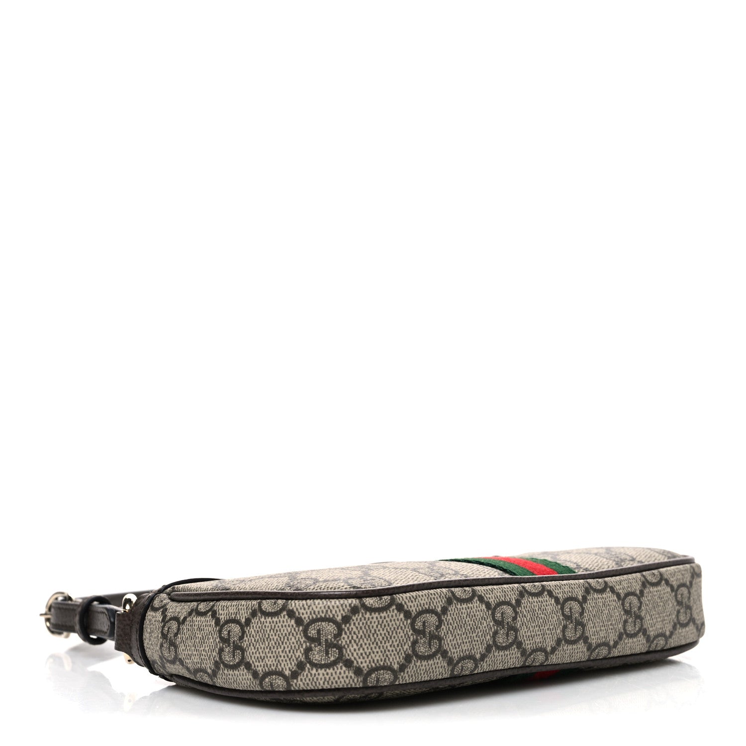 Gucci GG Supreme Monogram Textured Dollar Calfskin Web Mini Ophidia Shoulder Bag Beige Ebony New Acero 4 of 10