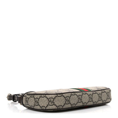 Gucci GG Supreme Monogram Textured Dollar Calfskin Web Mini Ophidia Shoulder Bag Beige Ebony New Acero 4 of 10