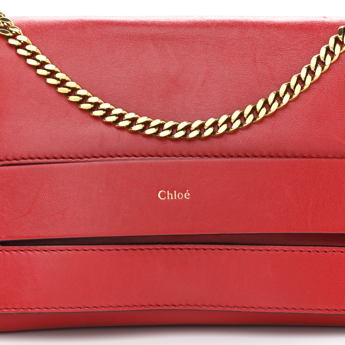 Lambskin Medium Elle Chain Clutch Red