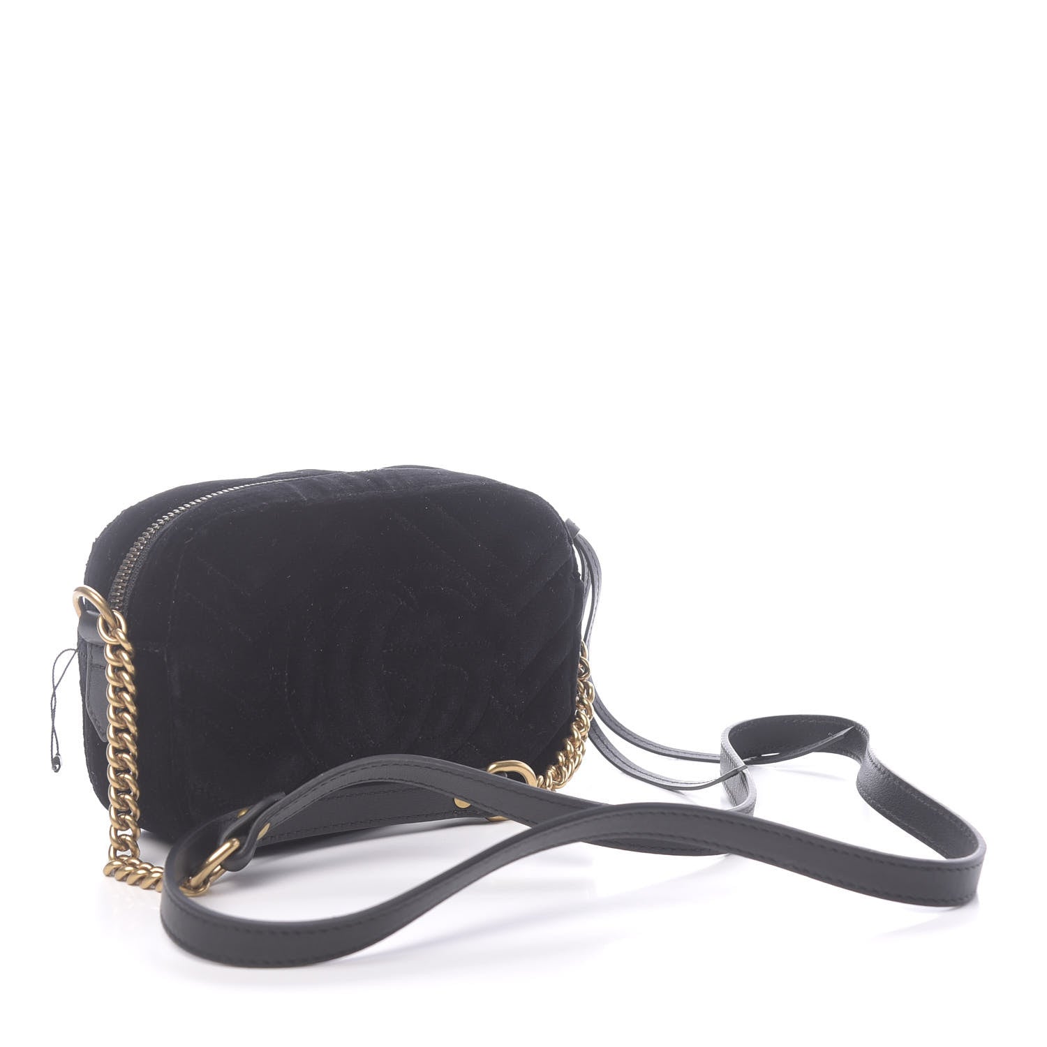 Gucci Velvet Matelasse Marquise Crystals Mini GG Marmont Chain Shoulder Bag Black 3 of 10