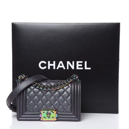 Chanel Iridescent Goatskin Quilted Small Boy Flap Purple 11 of 11