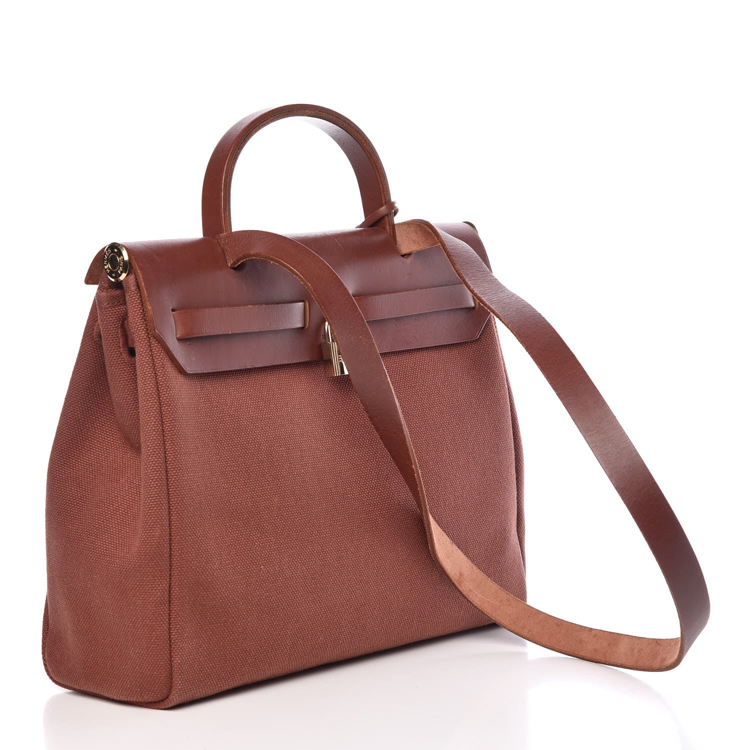 Hermes Toile Vache Calfskin Herbag 30 PM Natural 4 of 26