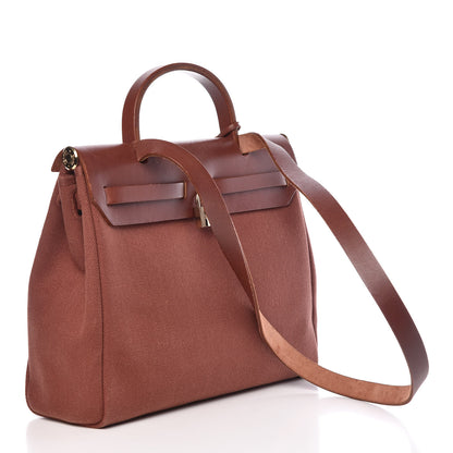 Hermes Toile Vache Calfskin Herbag 30 PM Natural 4 of 26