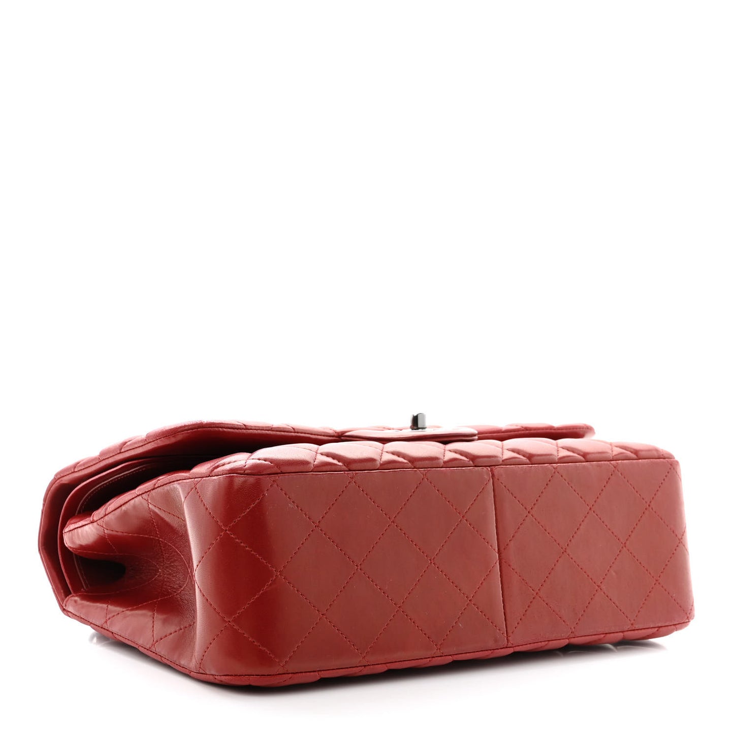 Lambskin Quilted Jumbo Double Flap Red