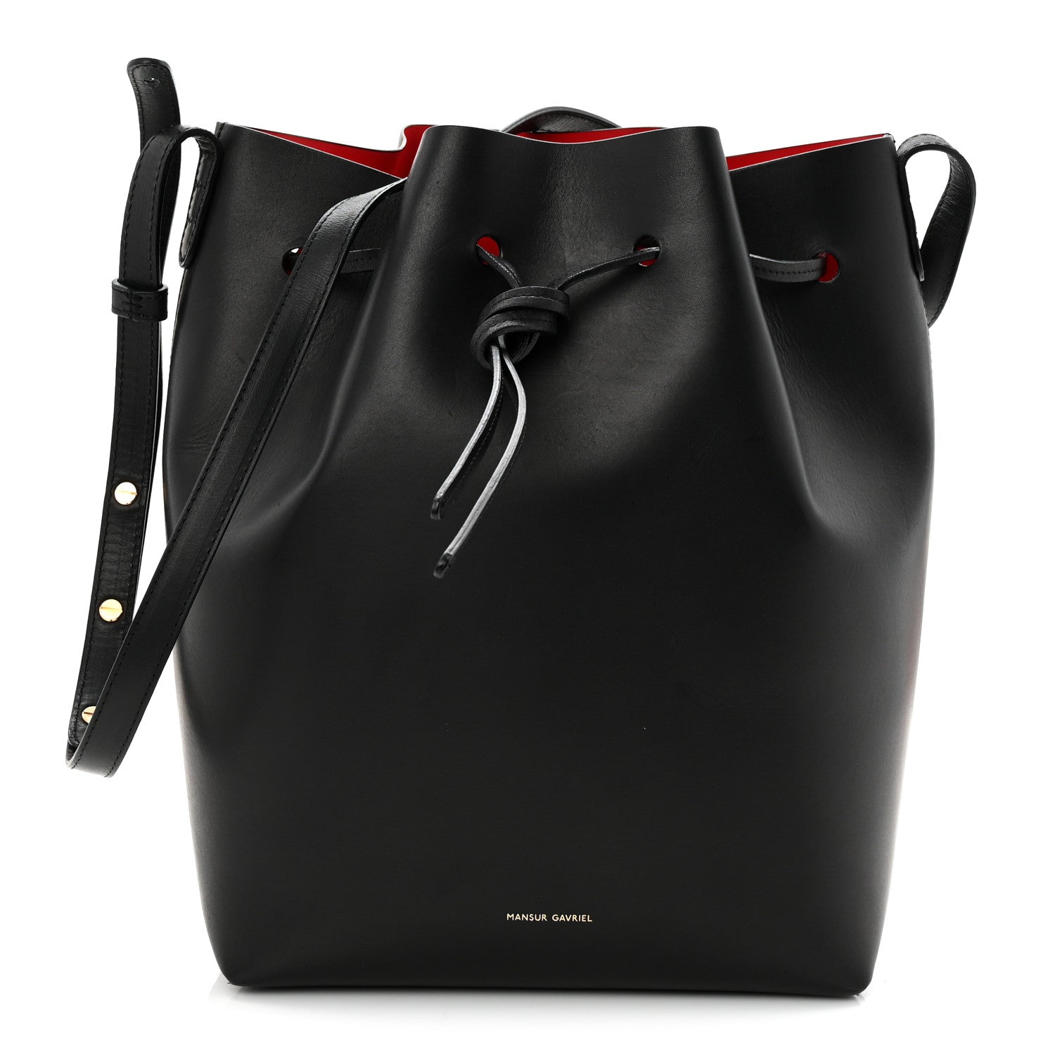 Mansur Gavriel Vegetable Tanned Calfskin Bucket Bag Black Flamma 1 of 11