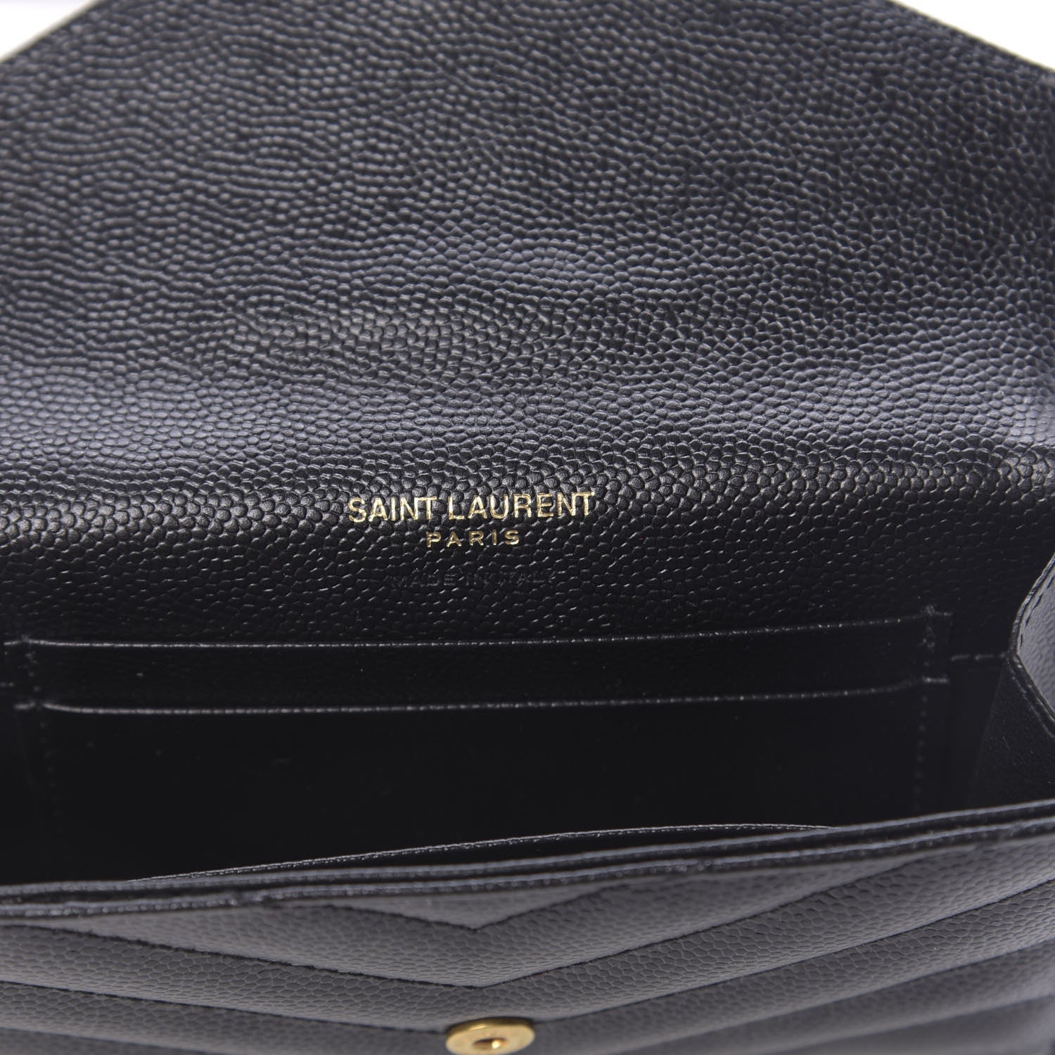Saint Laurent Grain De Poudre Matelasse Chevron Small Monogram Envelope Wallet Black 8 of 10
