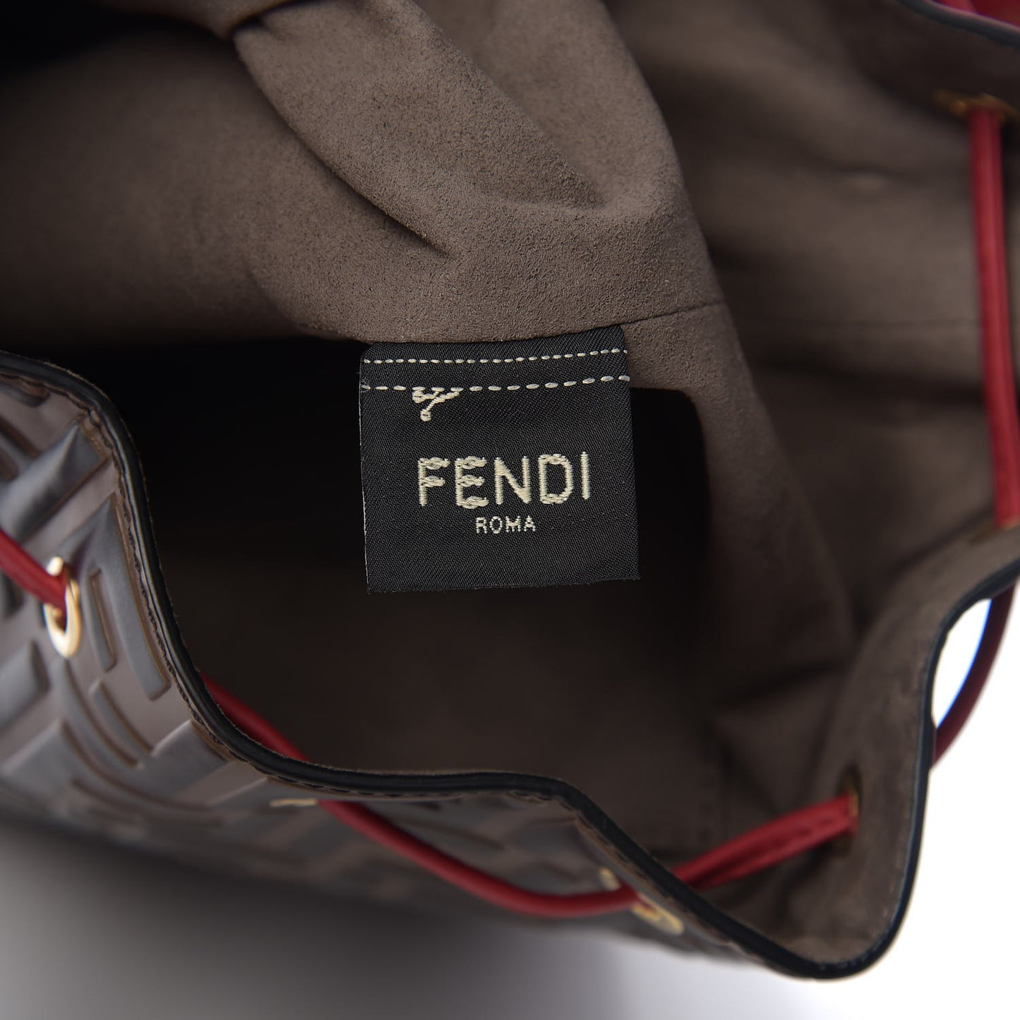 Vitello Grace F is Fendi Bi-Color FF 1974 Embossed Grande Mon Tresor Bucket Bag Maya Black Fragola