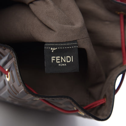 Fendi Vitello Grace F is Fendi Bi-Color FF 1974 Embossed Grande Mon Tresor Bucket Bag Maya Black Fragola 5 of 9