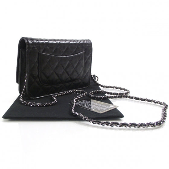 Chanel Striped Reissue Wallet On Chain Black 3 of 11