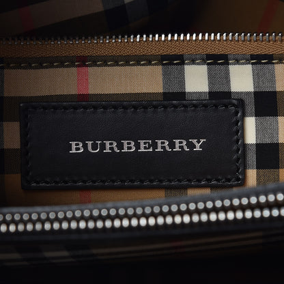 Burberry Derby Calfskin Vintage Check Medium Banner Tote Black 7 of 12