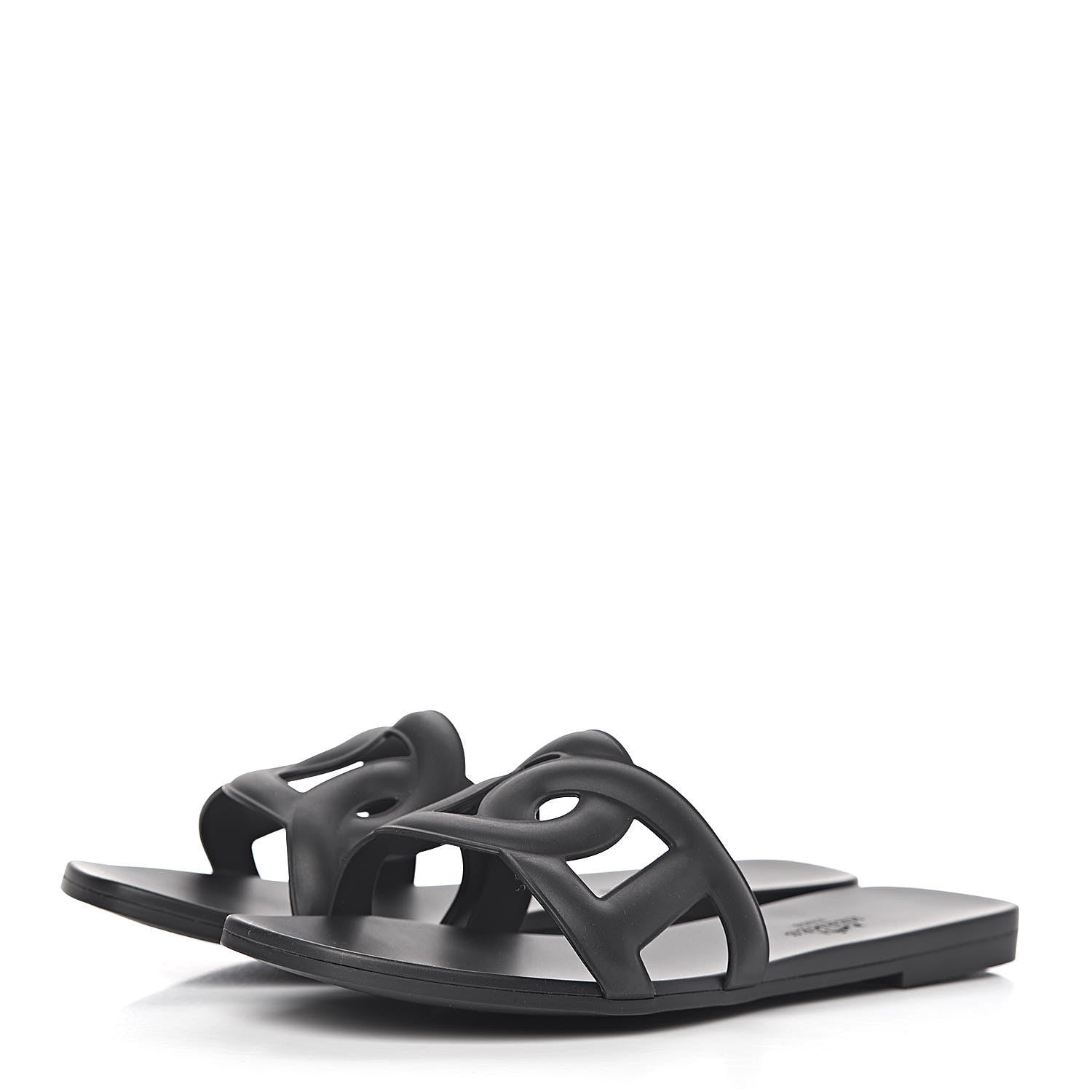 Hermes Rubber Aloha Sandals 37 Black 3 of 8