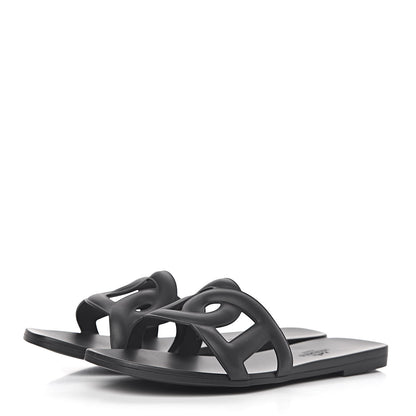 Hermes Rubber Aloha Sandals 37 Black 3 of 8
