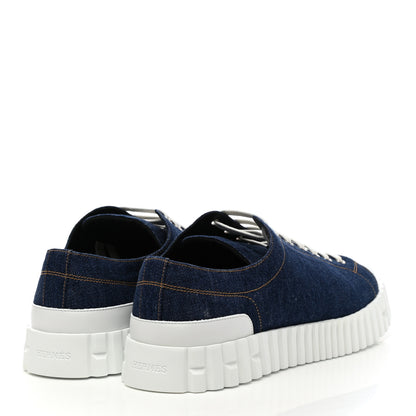 Hermes Denim Calfskin Cross Sneakers 45 Bleu Fonce 4 of 8
