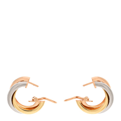 Cartier 18K Pink Yellow White Gold Classic Trinity Hoop Earrings 3 of 5
