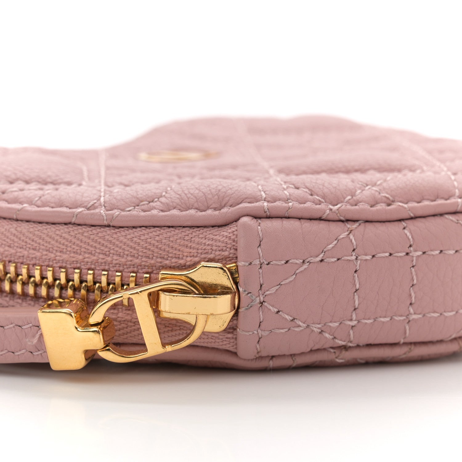Christian Dior Calfskin Cannage Dioramour Caro Heart Pouch With Chain Old Rose 7 of 9