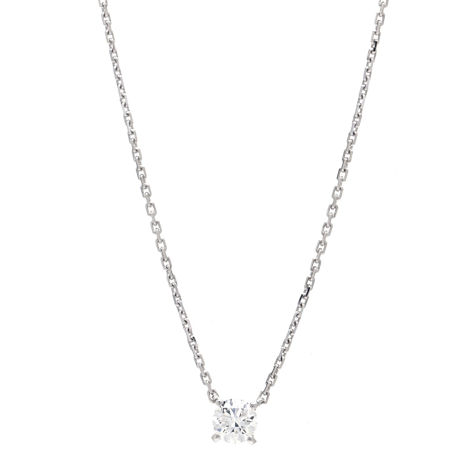 Cartier 18K White Gold Diamond .30ct 1895 Pendant Necklace 1 of 7