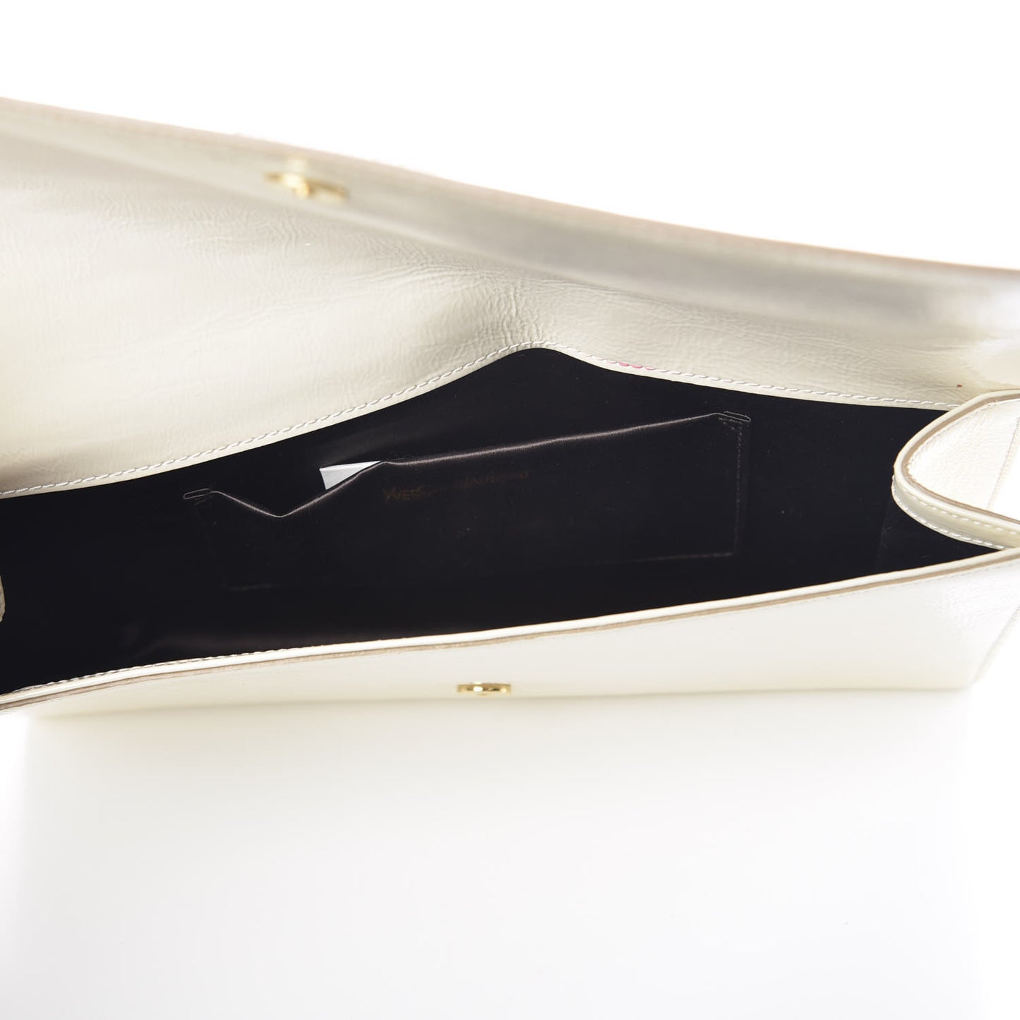 Textured Patent Calfskin Large Belle De Jour Clutch Ivory