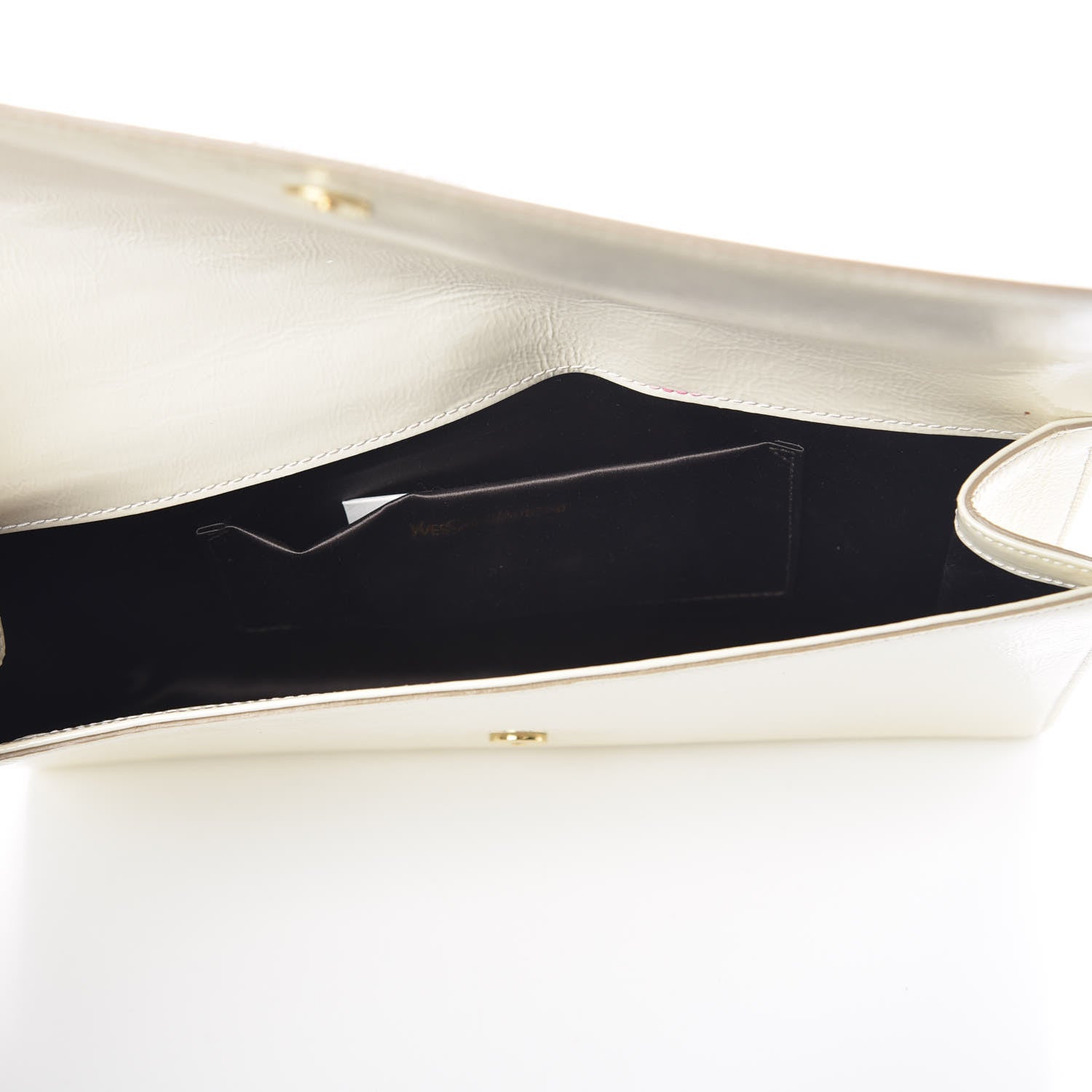 Saint Laurent Textured Patent Calfskin Large Belle De Jour Clutch Ivory 5 of 8
