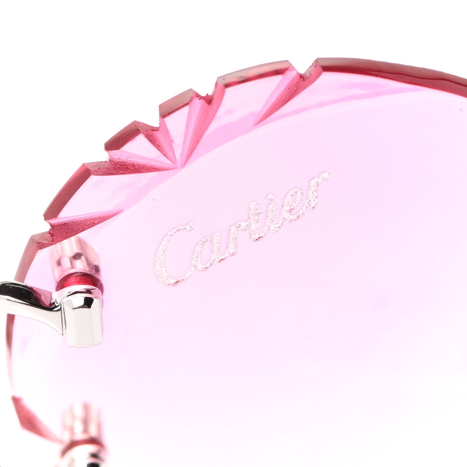 Cartier Metal Rimless Heart Sunglasses CA5F02AE Pink Yellow 8 of 9
