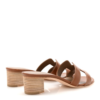 Hermes Calfskin Oasis Sandals 37.5 Gold 5 of 10