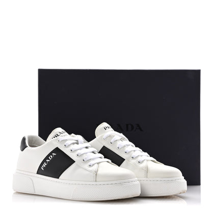 Prada Vitello Soft Logo 45mm Platform Sneakers 39 White Black 13 of 13
