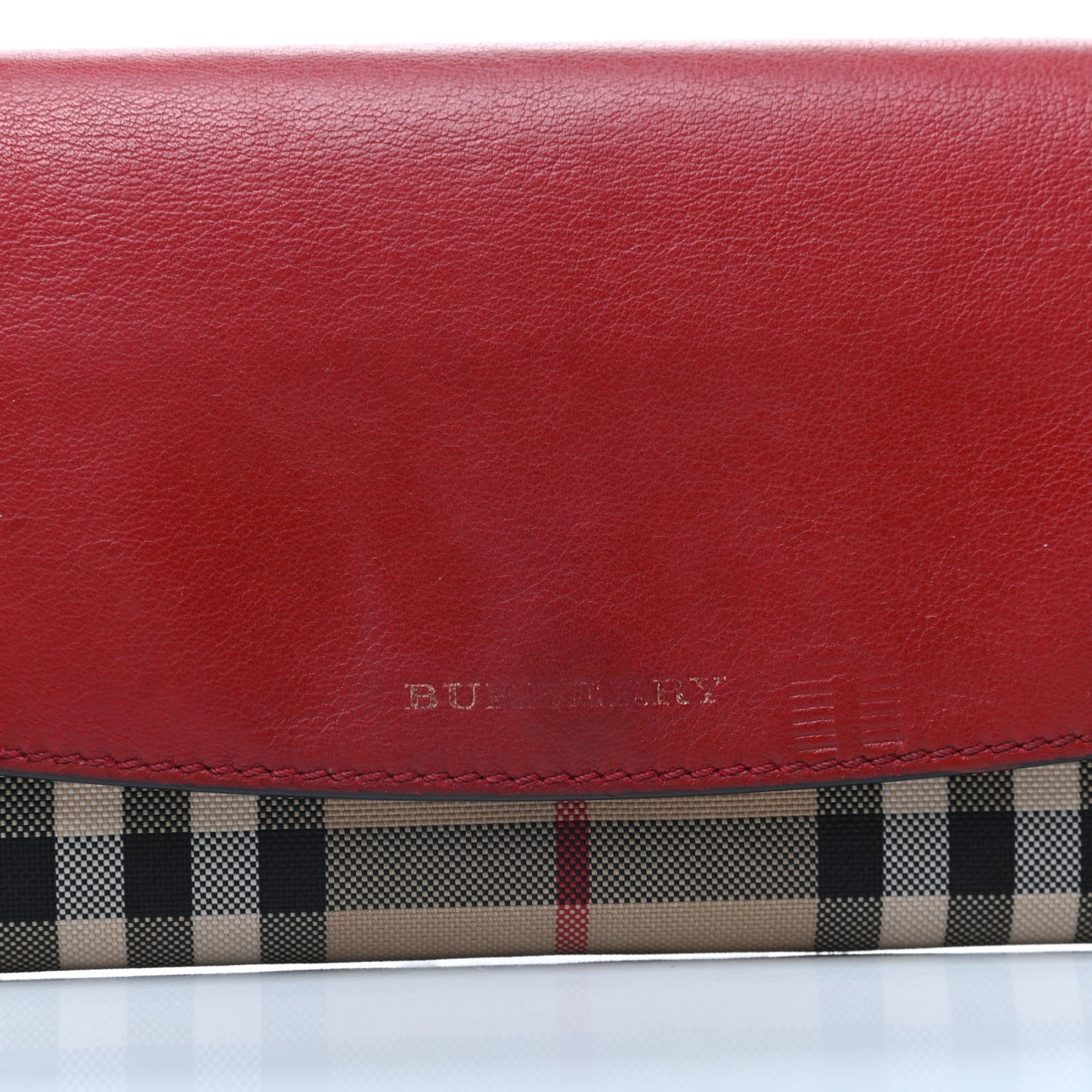 Calfskin House Check Continental Wallet Red